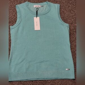 Calvin Klein Women's Sleeveless Solid Shell Top Mint Green Size Small